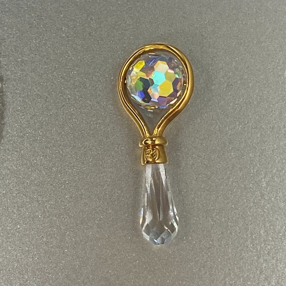 Swarovski Crystal Memories Baby Rattle Gold Plated